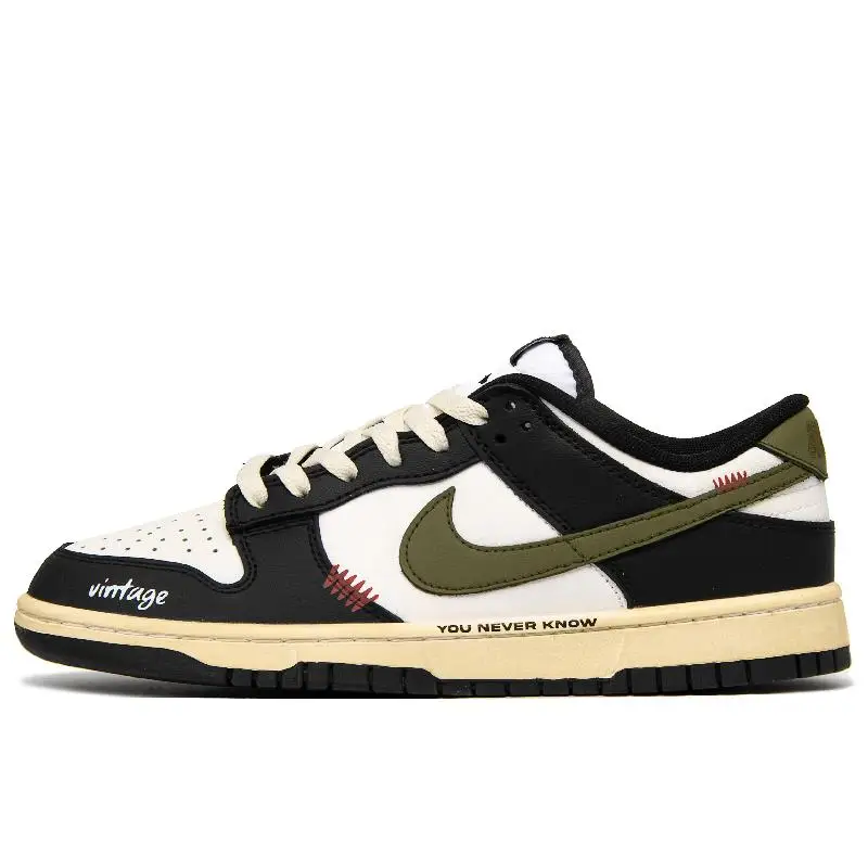 

【Customize】Nike Dunk Skateboarding Shoes Unisex Low-top Black/white/green Sneakers shoes DD1391-100