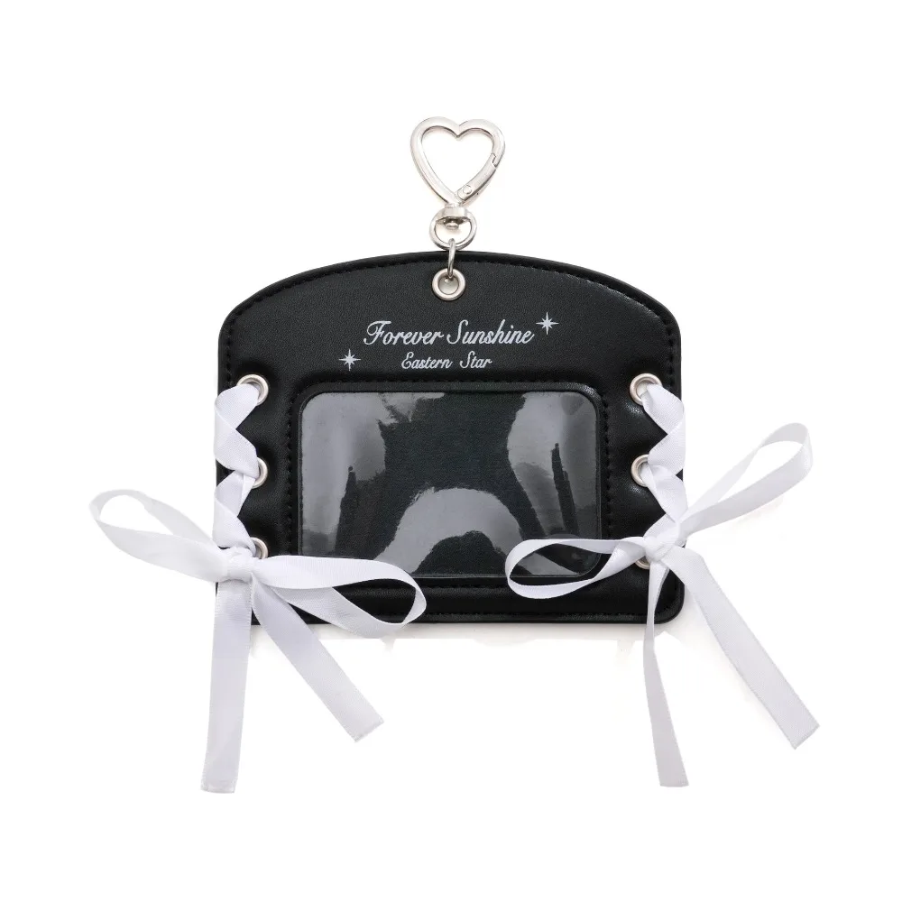 

Korean Idol Balletcore Photocard Holder DIY Ribbon PU Photocard Holder ID Card Cover with Keychain Pendant Bus Card Holder Lady