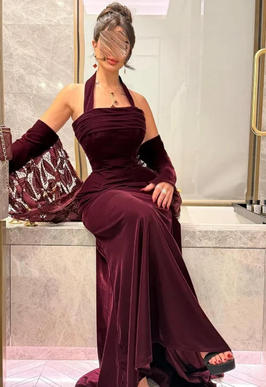 高品質のカスタムメイド、ストラップレス、ホルターネック、床丈の赤いロングドレス、Aライン、エレガントなドレス、女性用、結婚式、パーティー、ドレス