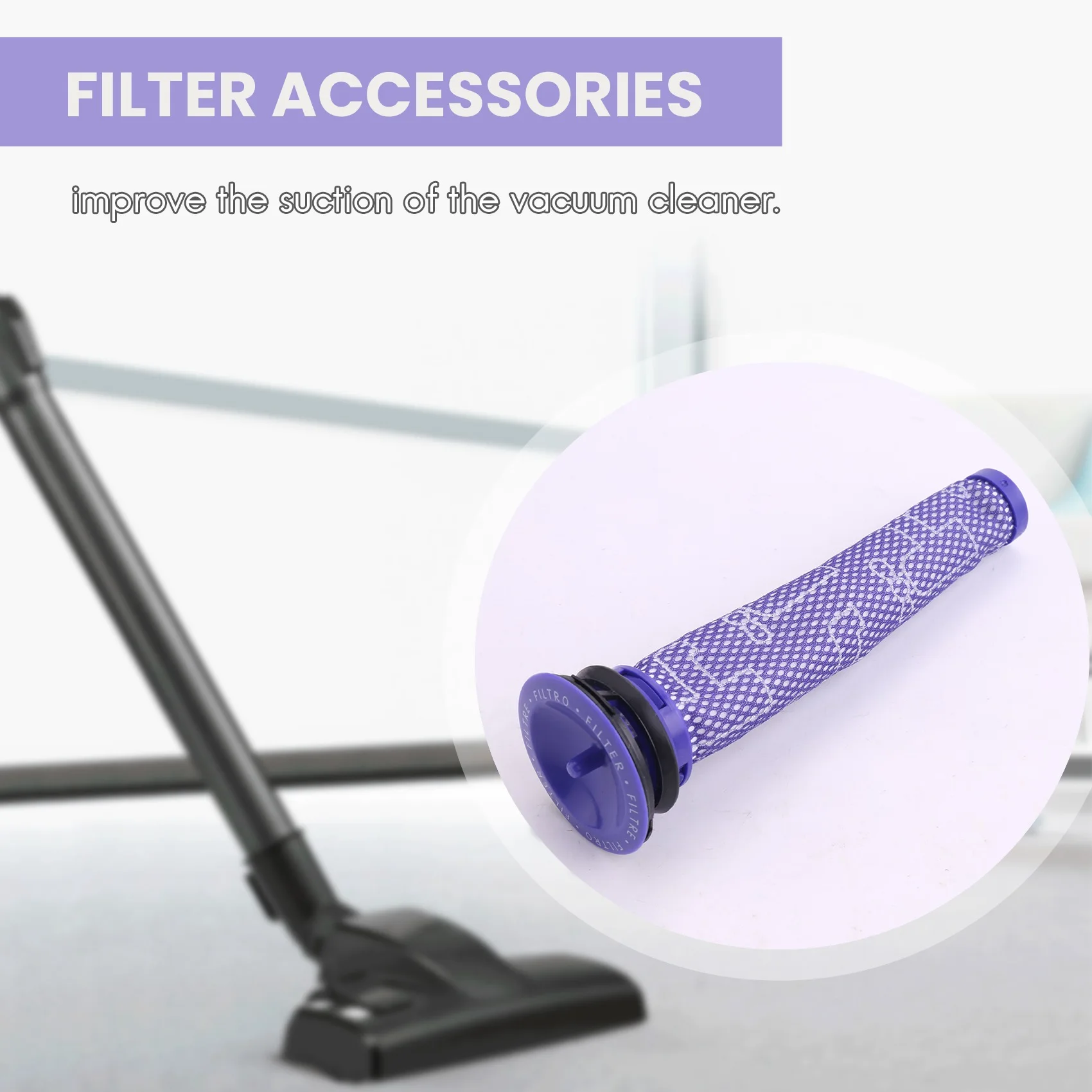 HOT-1 Pre-Filter And 1 HEPA Filter Kit For Dyson V6 Absolute Cordless Stick Vacuum. Replaces Part 965661-01 And 966741-01