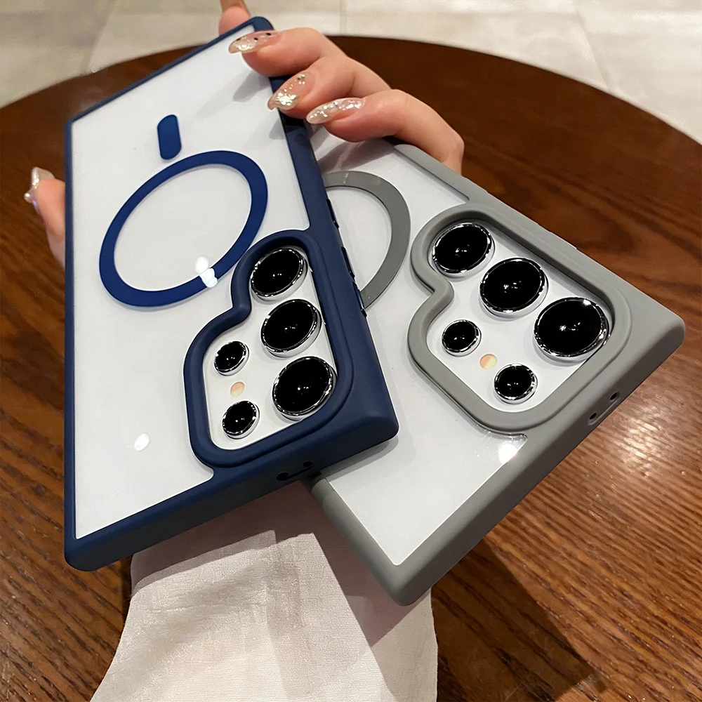 Luxury Candy Wireless Charging Phone Case For Samsung S25 Ultra S24 S23 S22 Ultra Plus FE Magnetic Bumper Cover For Magsafe