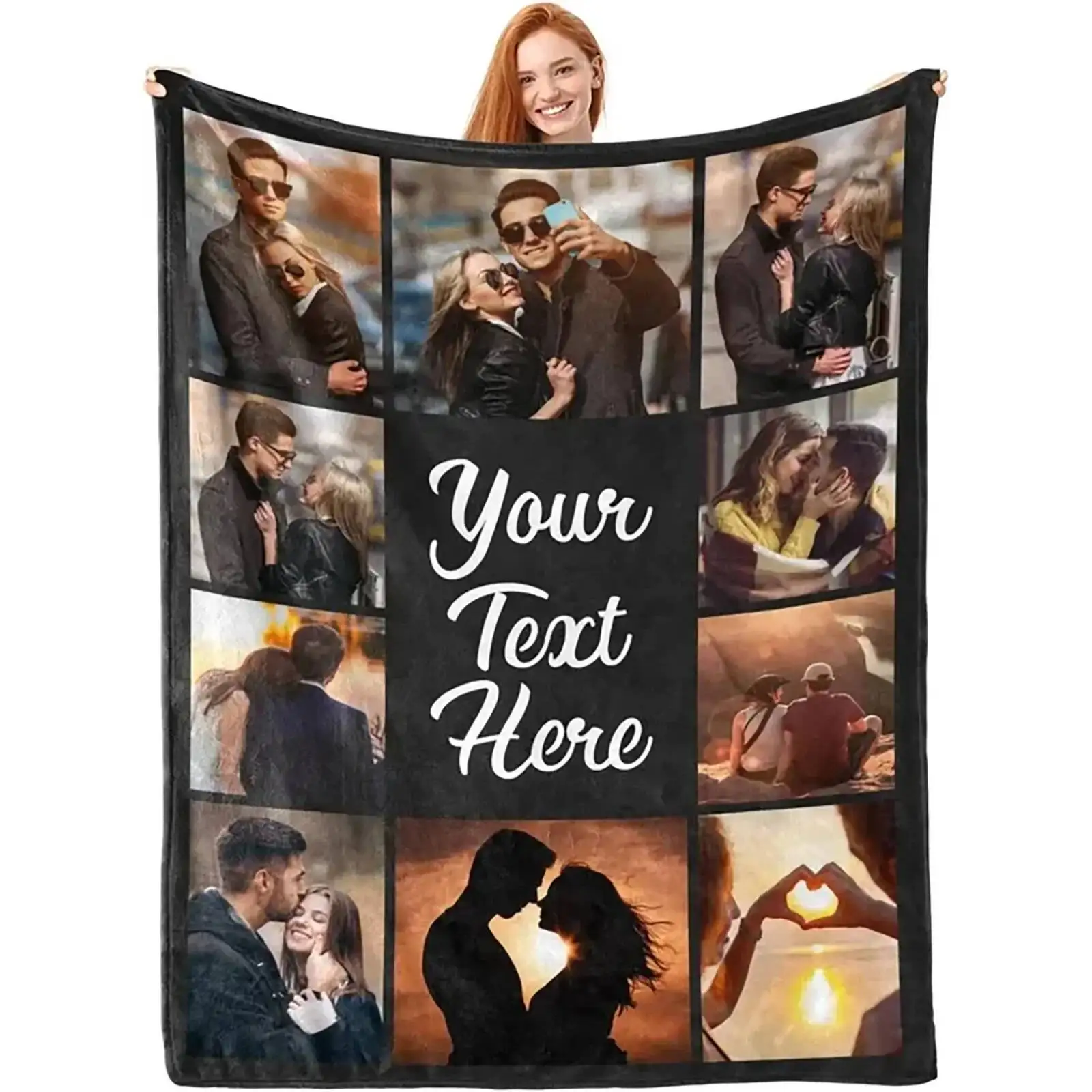 

Custom Personalized Upload Pictures Flannel Blanket Customized Warm Photos Gift For Men And Women Home Decor