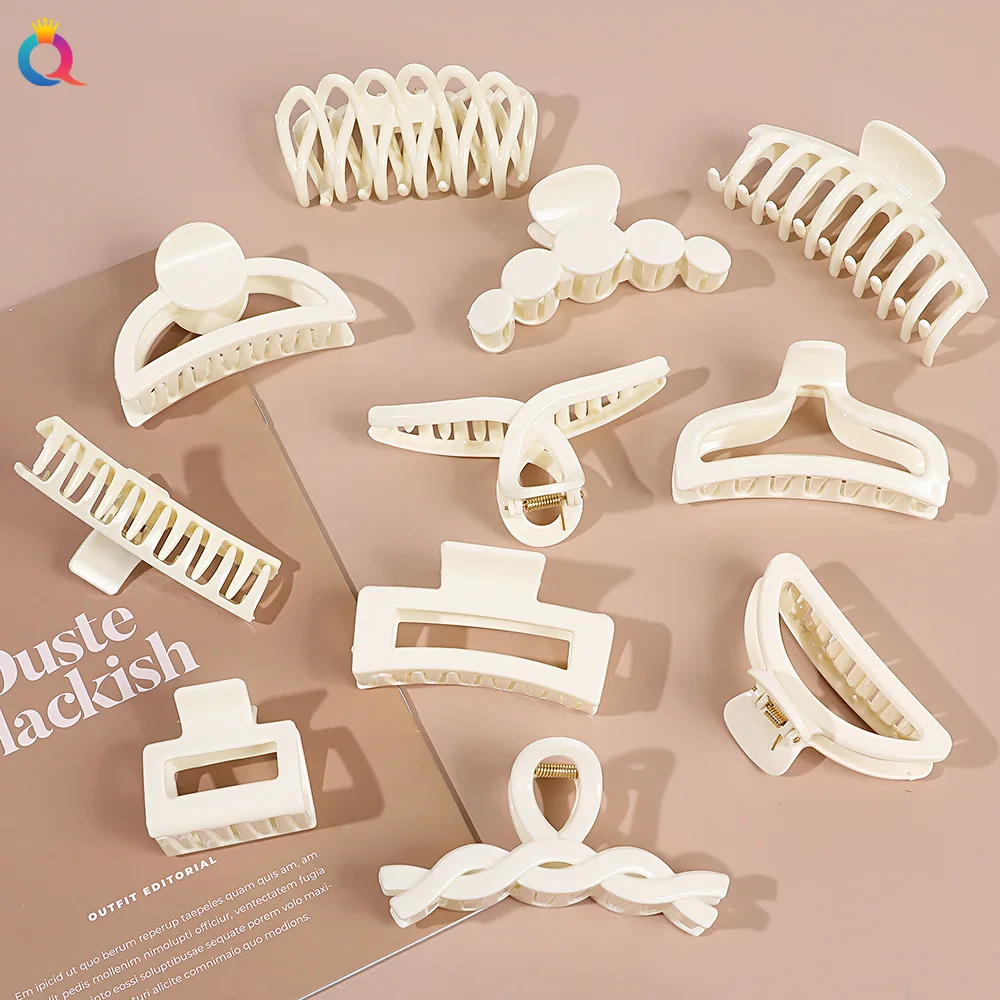 Korean Women Coffee Beige Medium Large Hair Claws Acrylic Hairpins Barrette Crab Hair Clips Headwear for Girls Hair Accessories