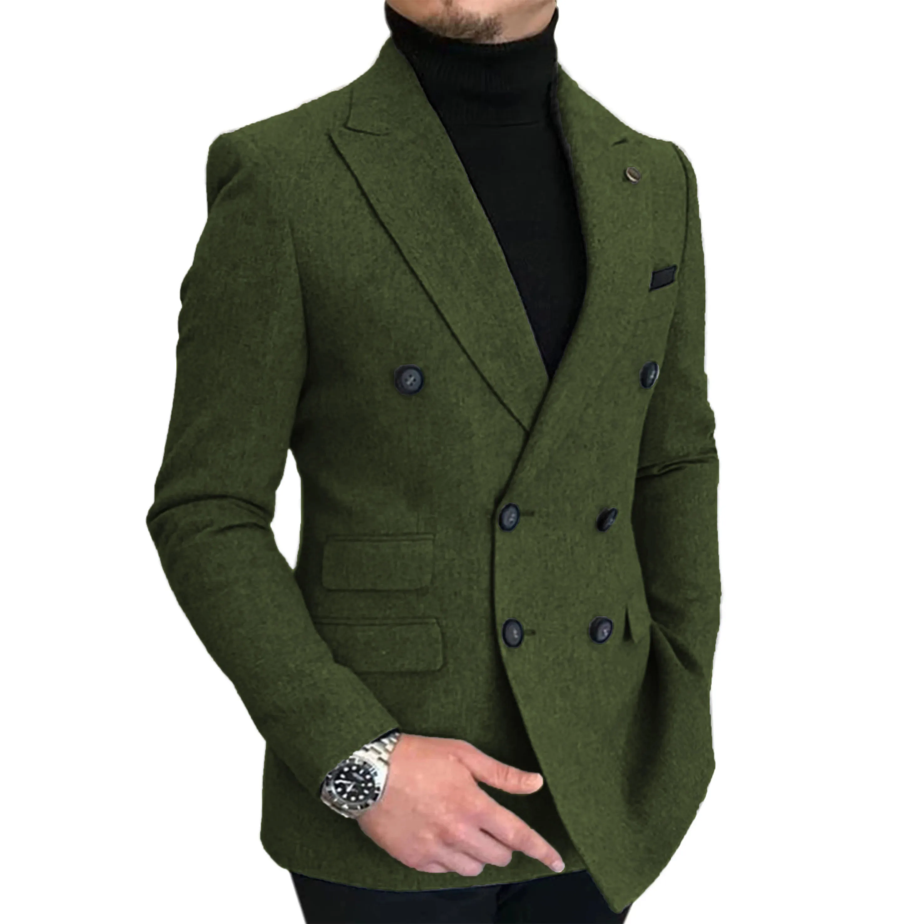 جديد نسيج الصوف الذكور السترة سليم صالح أنيقة الرجال الدعاوى الأعمال الترفيه رجل زي عالية الجودة الفاخرة سترة الزفاف الشتاء #6