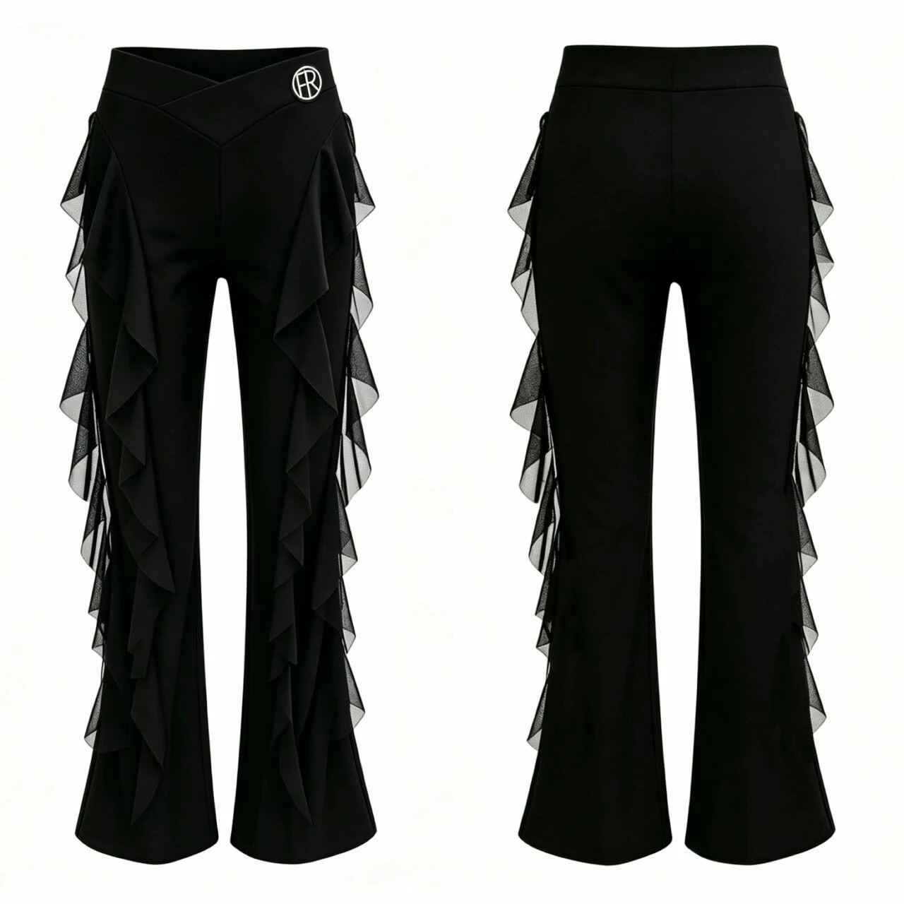 

Ballroom Dance Clothes Women Ruffled Black Pants Latin Dance Trousers Adult Practice Clothing Waltz Tango Dance Costume DNV27158