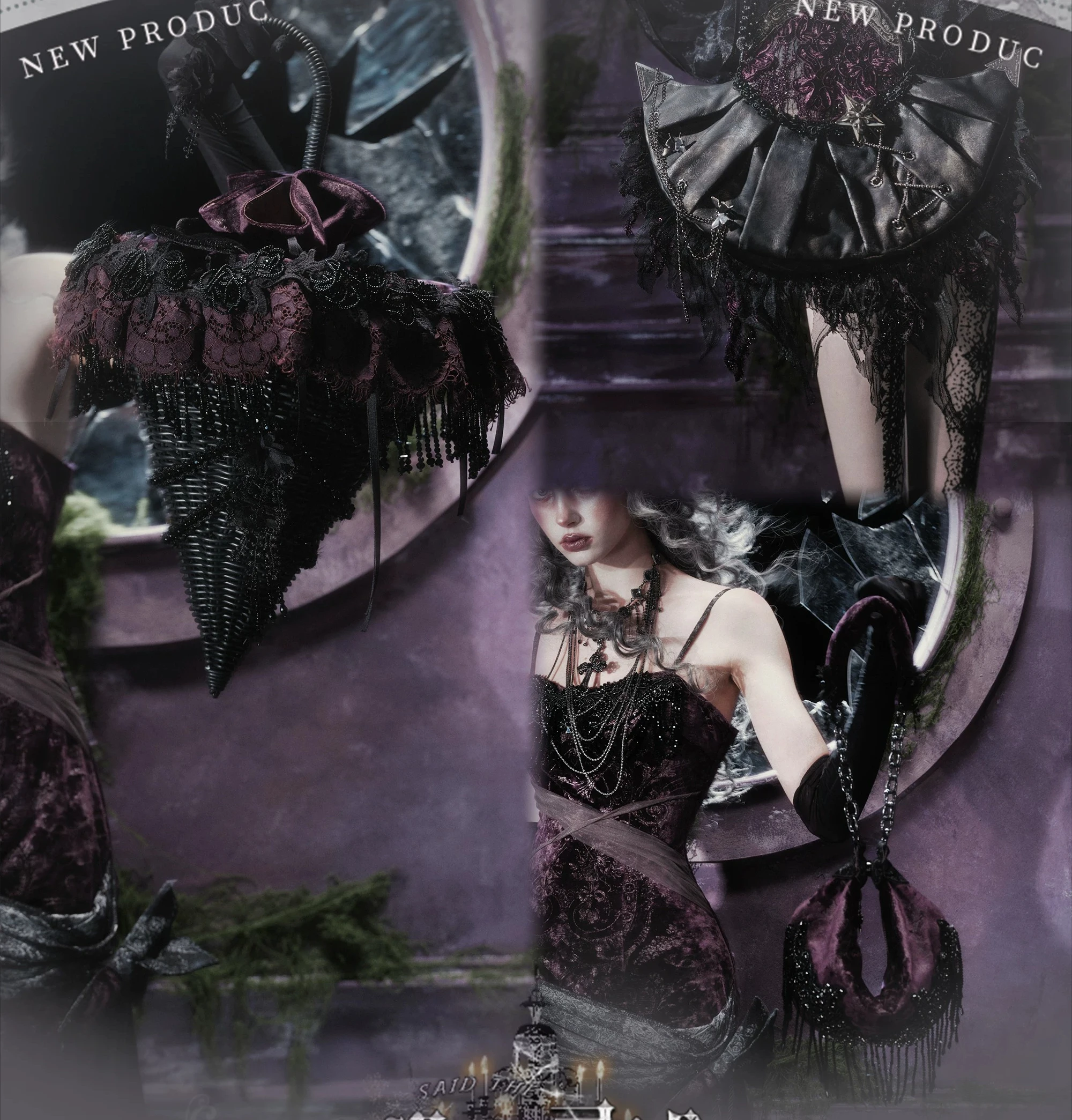 Blood Supply Original Funeral Party Gothic Evening bag Shiny Diamonds Novelty Design Shoulder Umbrella Bags Halloween