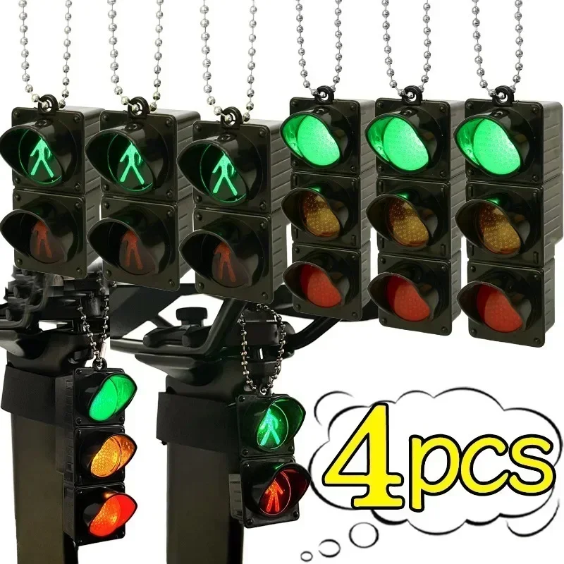 1/4Pcs Simulation Electronic Traffic Light Keychain Pendant Mini Pedestrian Light LED Light-emitting Toy Kids Cognitive Toy Gift