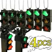 1/4Pcs Simulation Electronic Traffic Light Keychain Pendant Mini Pedestrian Light LED Light-emitting Toy Kids Cognitive Toy Gift