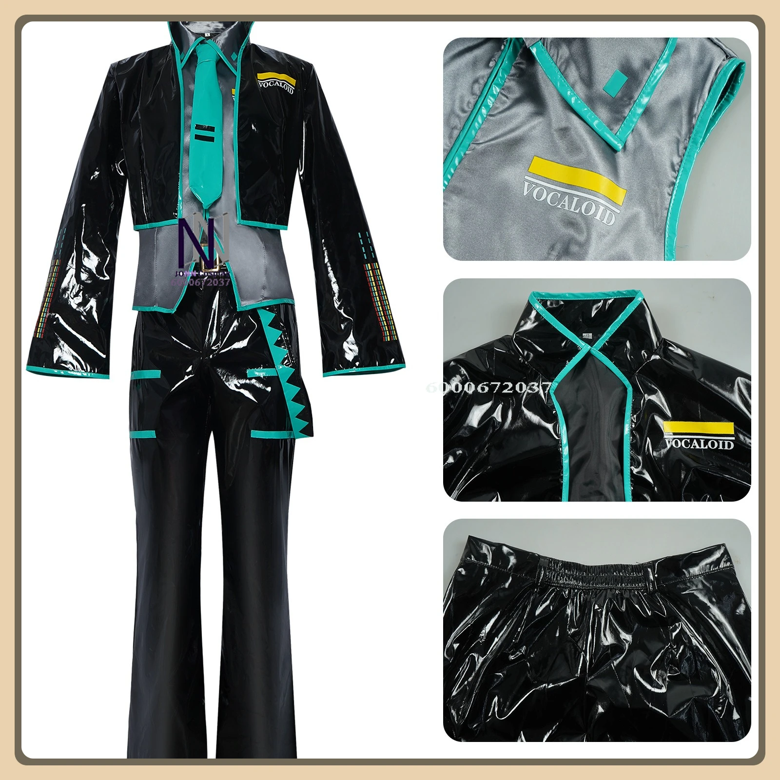 

Classic Anime Character Role Playing Costume Shiny Patent Leather Uniform + Necktie High Quality Cosplay Costume (Male/Female)