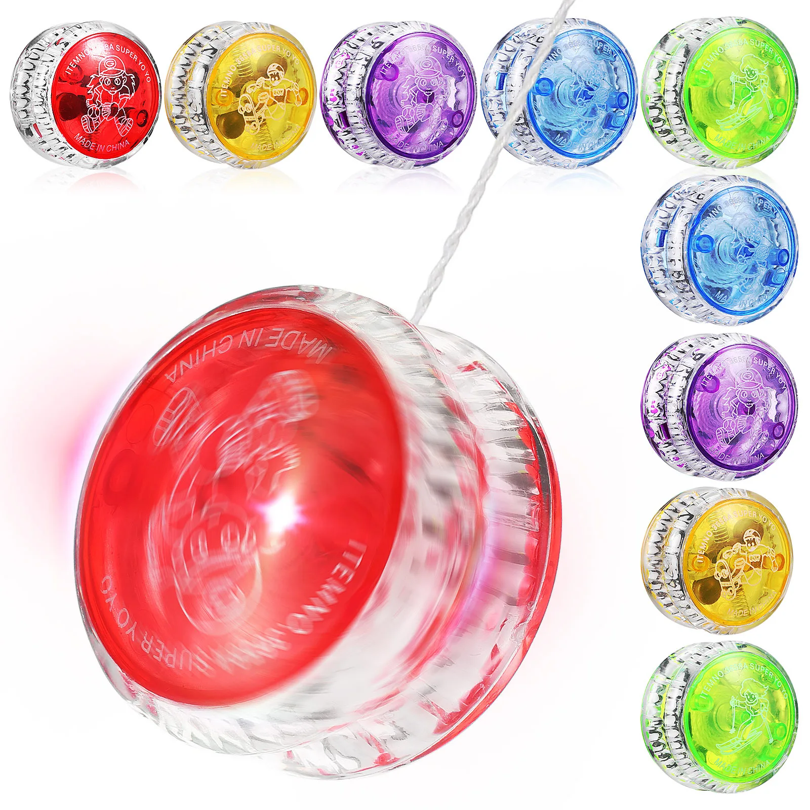 

10pcs Plastic Yo Yo Balls Colored Light Up For Kids 90S Style Responsive Loop Design Carnival Party Favors Bulk