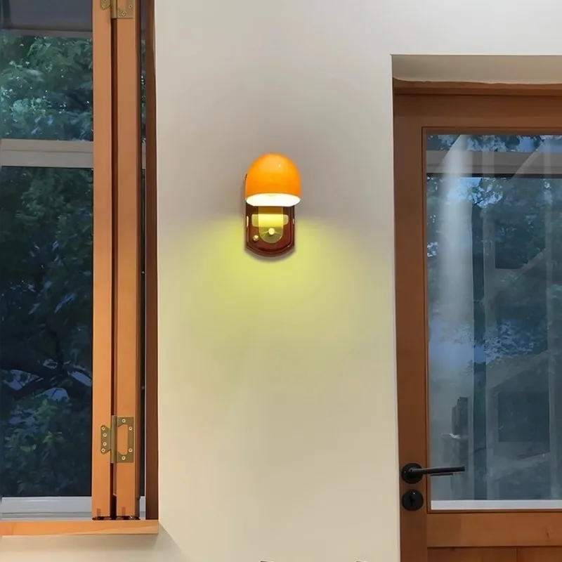 مصباح جداري زجاجي برتقالي، شرفة أمريكية قديمة بجانب السرير، مصباح جداري لمدخل الممر البسيط #4
