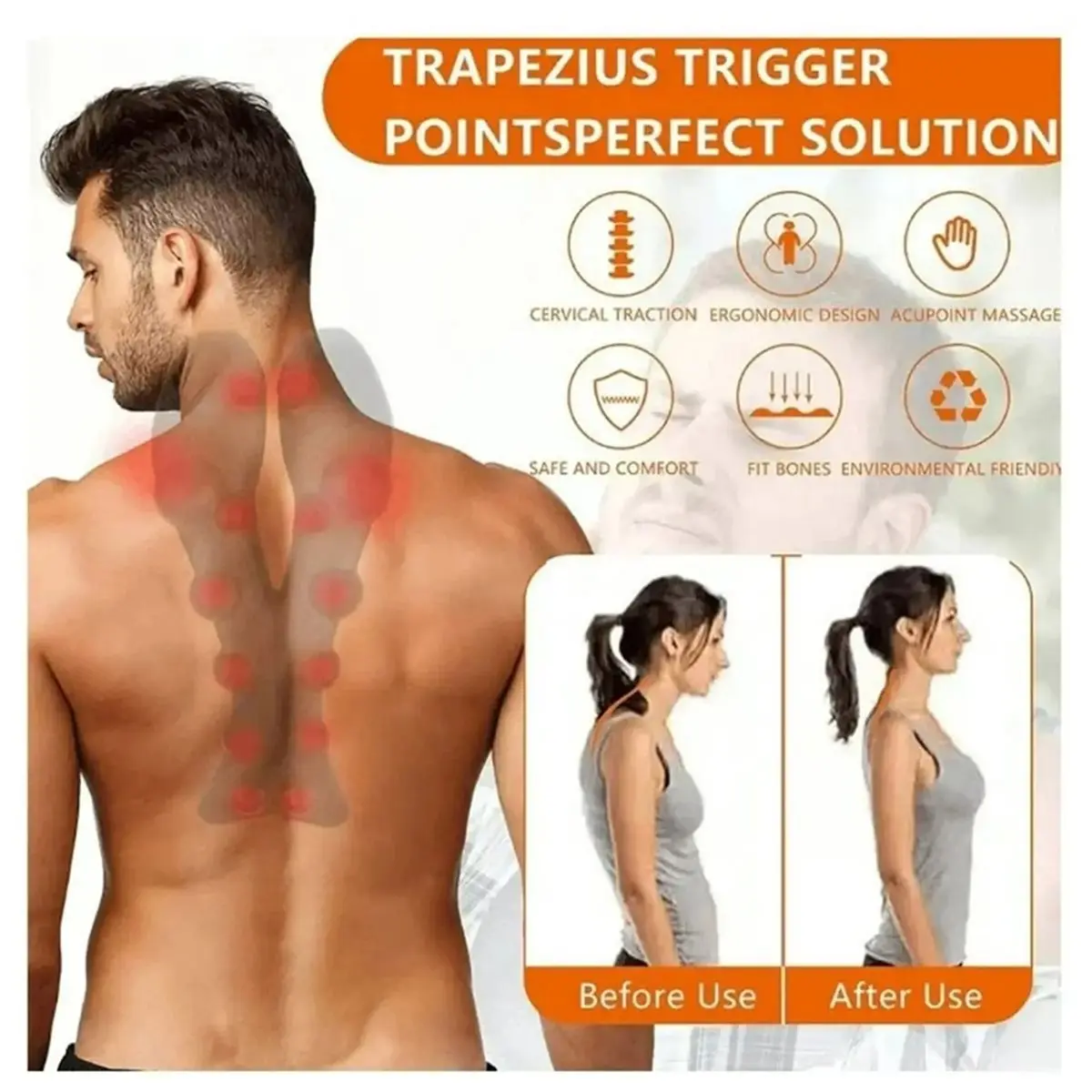 FUA@ Cervical Traction Device Neck Stretcher Massager for Shoulder Stretcher,Trigger Point Massager Tool,Neck Support Device