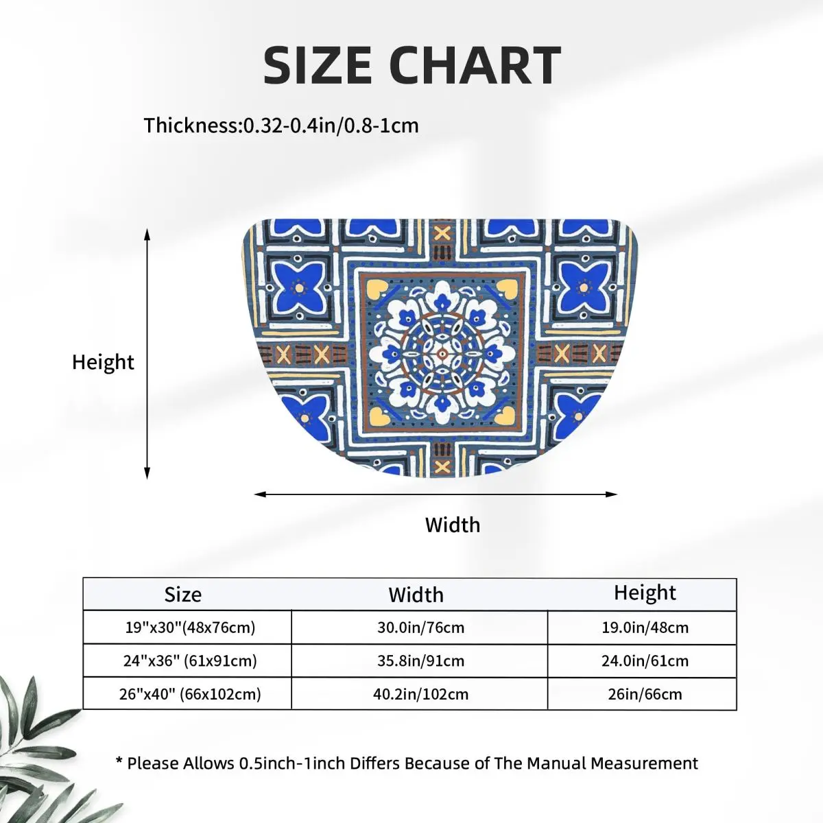 Blue Portuguese Azulejos On Wood Soft Flannel Half Round Doormat Non Slip Bathroom Mat Absorbent Floor Carpet for Garage