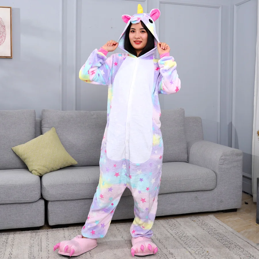 Kigurumi Star Unicorn Cartoon Pajamas Onesies For Adults Women Men Animal Pyjamas Christmas Halloween Cosplay Party Costumes