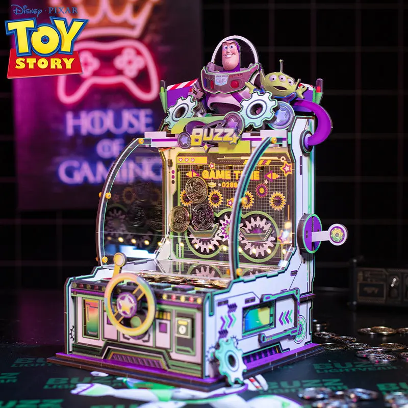 

Disney Pixar Toy Story Buzz Lightyear Official Coin Pusher Machine Assembling toy Assembly Model Game Toy Gift For Kids Adults