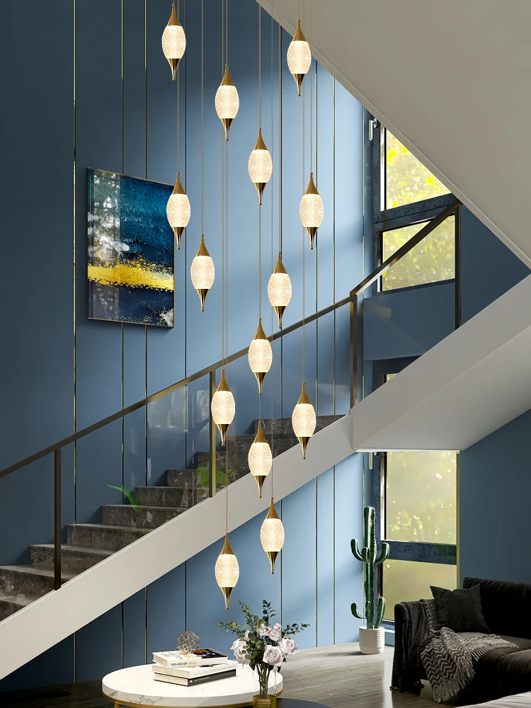 

Staircase Chandelier Modern And Minimalist Creative Villa Light Nordic Living Room Restaurant Decoration LED Long Chandelier