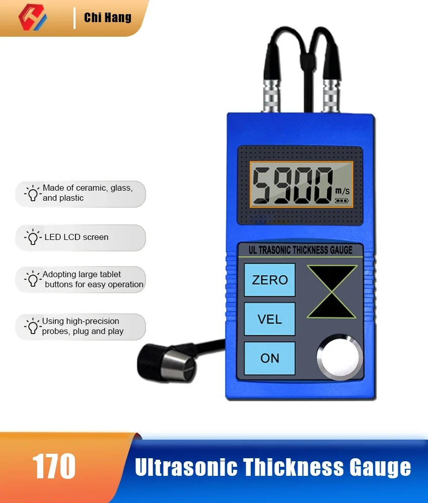 TT100 Precision Digital Ultrasonic Thickness Gauge Steel Pipe Plate Glass Plastics Metal Thickness Meter Measuring Instrument