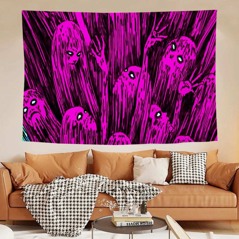 Tapestry Aesthetic Room Decor Junji Ito Tapries Large Fabric Wall Tapestry Bedroom Photo Paper on the Wall Decorating Cloth Home