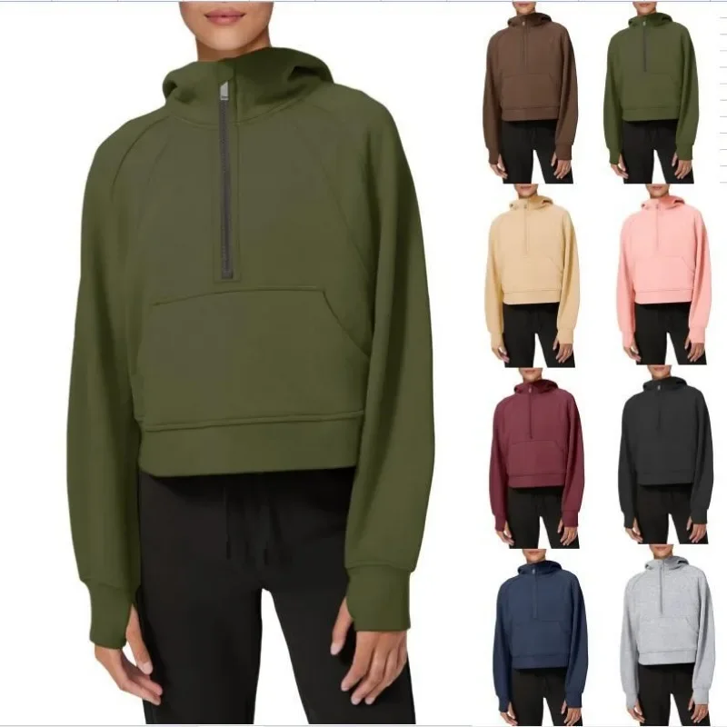 Women Oversized Pullovers Harajuku Zipper Ladies Long Sleeve Sweatshirt Y2k Solid Color Warm Hoodie Loose Streetwear Jacket Coat