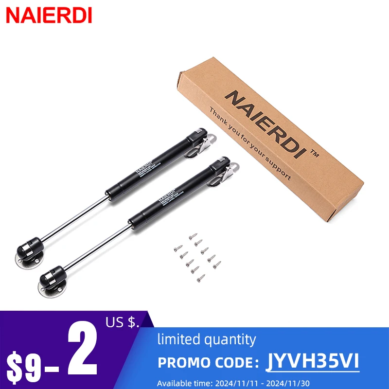 NAIERDI 2/4/6/8PCS Cabinet Door Gas Spring Hinges 6-15KG Kitchen Cupboard Hydraulic Hinge Strut Lid Support Box Hardware