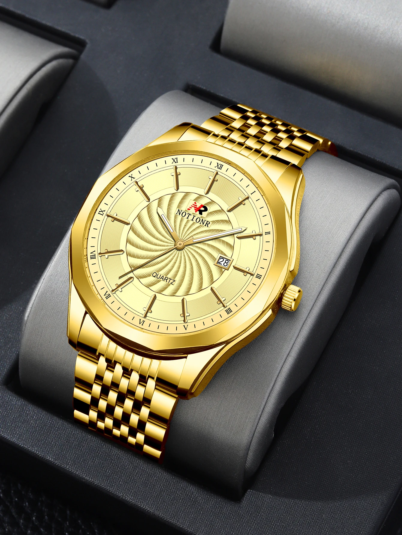 

Hot Men's Alloy Strap Watch Men's Full Calendar Simple Business Casual Watch Alloy Dial Stainless Steel Men's Watch