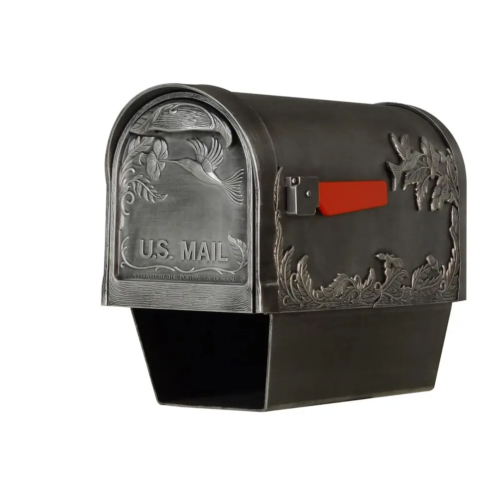 

Lite Hummingbird Curbside Mailbox with Paper Tube Swedish Silver Aluminum Mailbox for Post Mount SCB2005SW