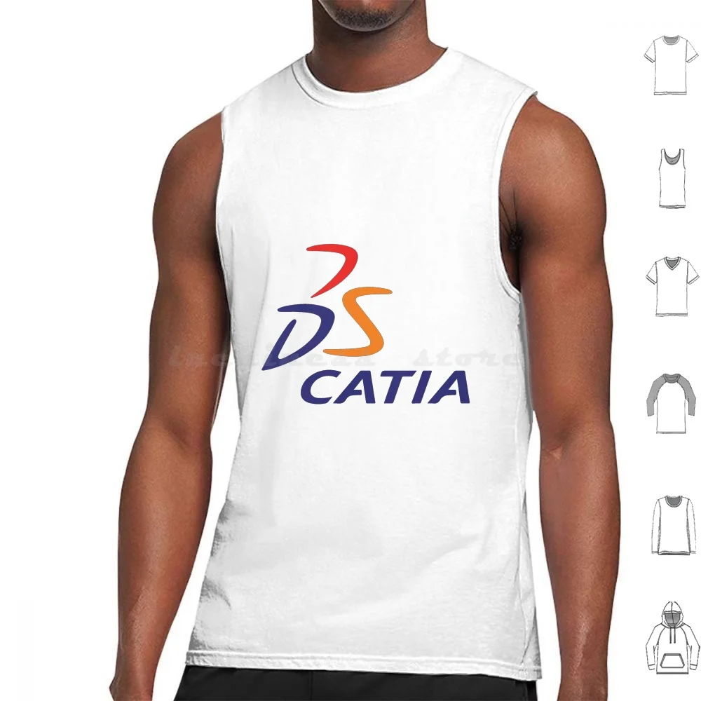 3d Cad / Cam / Cae Catia Designer Tank Tops Print Cotton Solid Works Solidworks Cad Cam Cadcam Cae Simulation Dassault