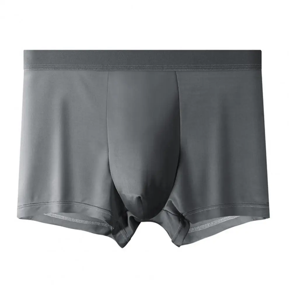 Roupa íntima confortável masculina, cueca boxer slim fit com cintura elástica, cores sólidas, design convexo em U para estilo confortável