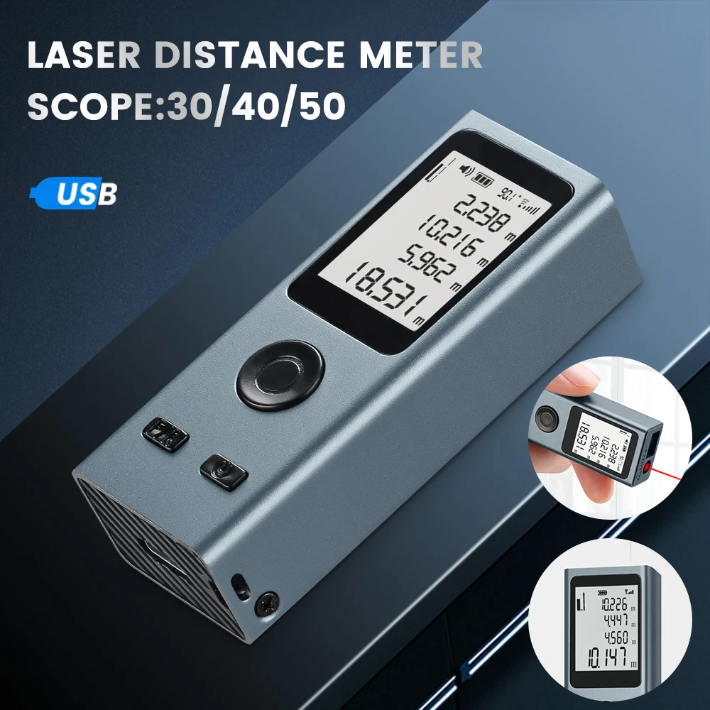 Laser Distance Meter 25M Digital Tape Laser Rangefinder Trena Metro Laser Range Finder Measuring Tape Mini USB Charging