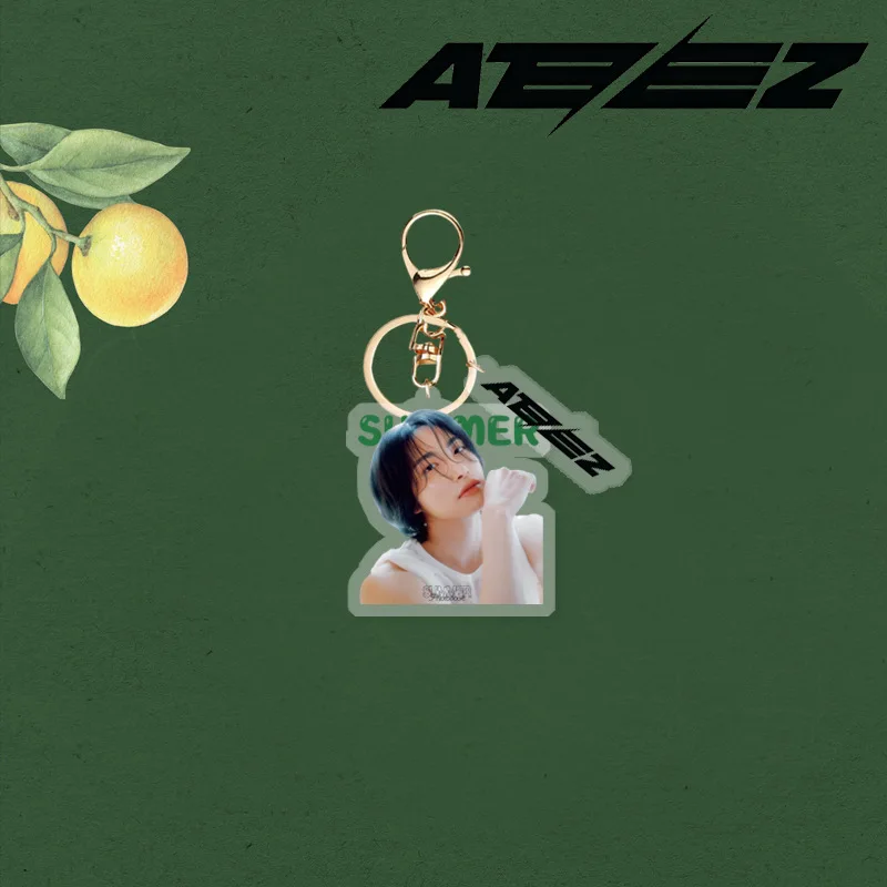 8Pcs Kpop ATEEZ Keychain Cartoon Kawaii Fashion Acrylic KeyRing Holder Gifts Keyring Hongjoong Seonghwa Yeosang San Fans Gift