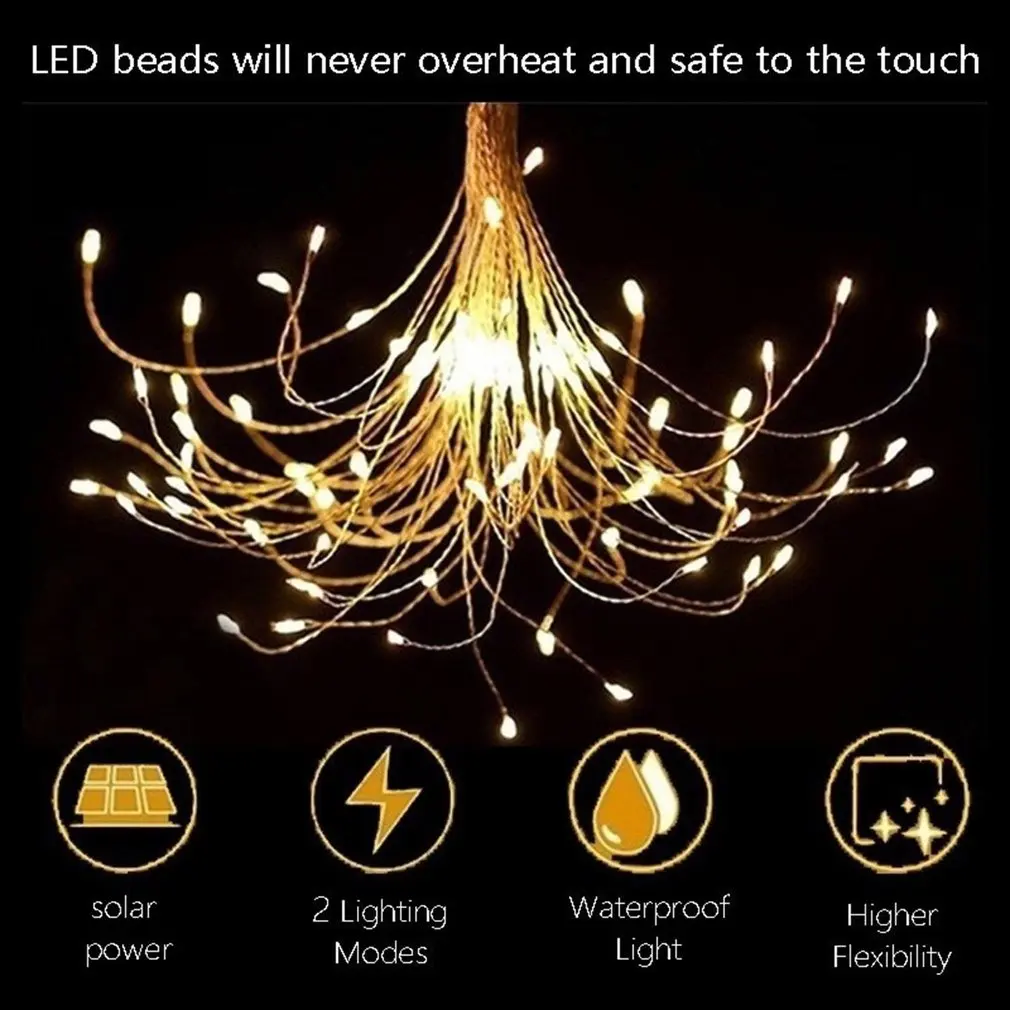 تعمل بالطاقة الشمسية في الهواء الطلق العشب غلوب ، الهندباء مصباح الألعاب النارية ، LED للحديقة ، الحديقة ، المناظر الطبيعية ، عطلة ، 90 ، 120 ، 150