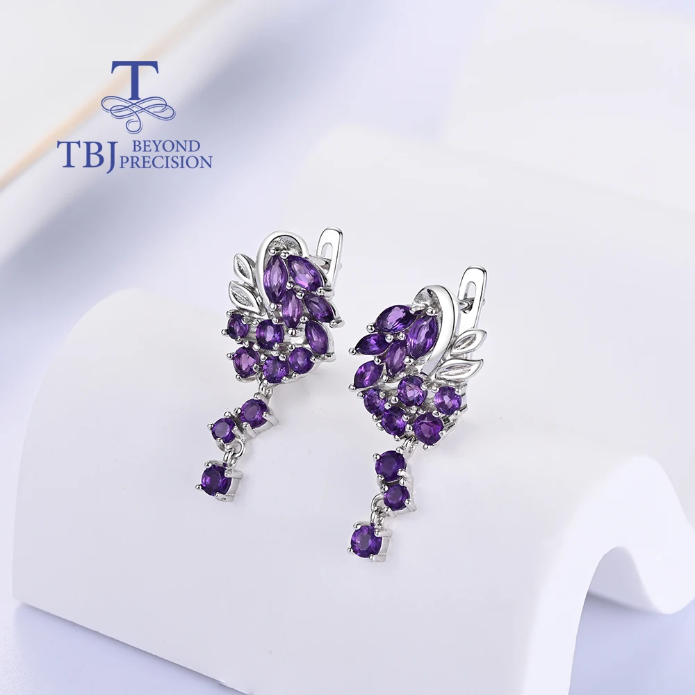 Gorgeous Fashion design of natural South African Amethyst 925 sterling silver women earrings for light luxury and party gift