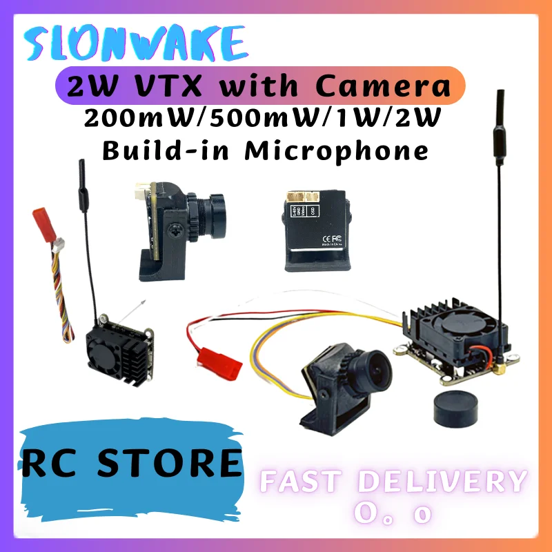 

New system 1/4"straight 1200TVL fpv camera and 5.8Ghz 2W FPV VTX Wireless Transmitter use For FPV Long Range Fixed Wing Drone