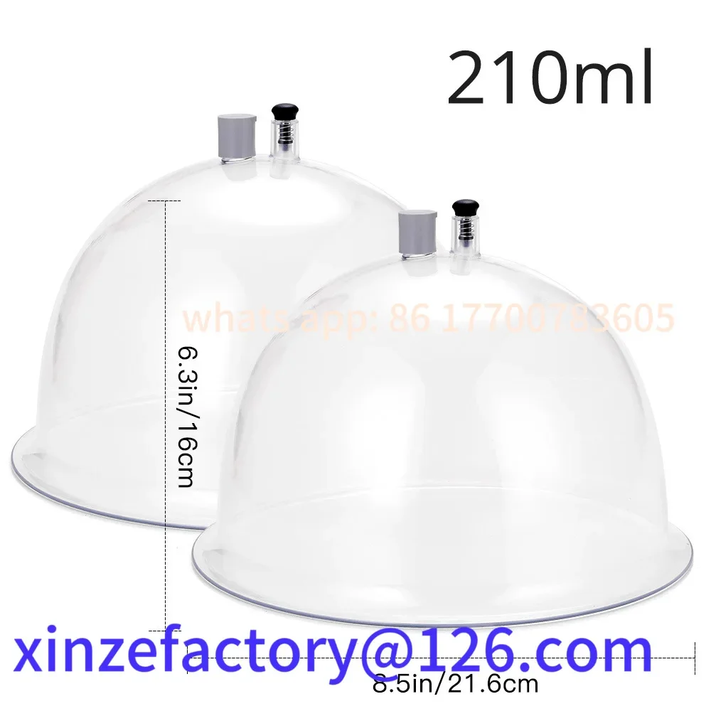 Customizable 1 Pair Buttocks Vacuum Cups With Y-Hose 18.7-25.5cm Big Size Breast Enlargement Cupping