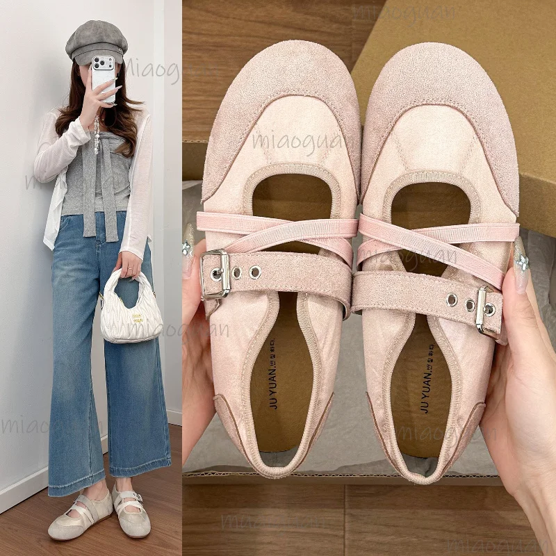 Modische Damen-Ballettschuhe mit Schnallenverschluss, flacher Schnitt, Mary-Jane-Loafer, bequeme, weiche Sohle, trendige, rutschfeste Damenschuhe
