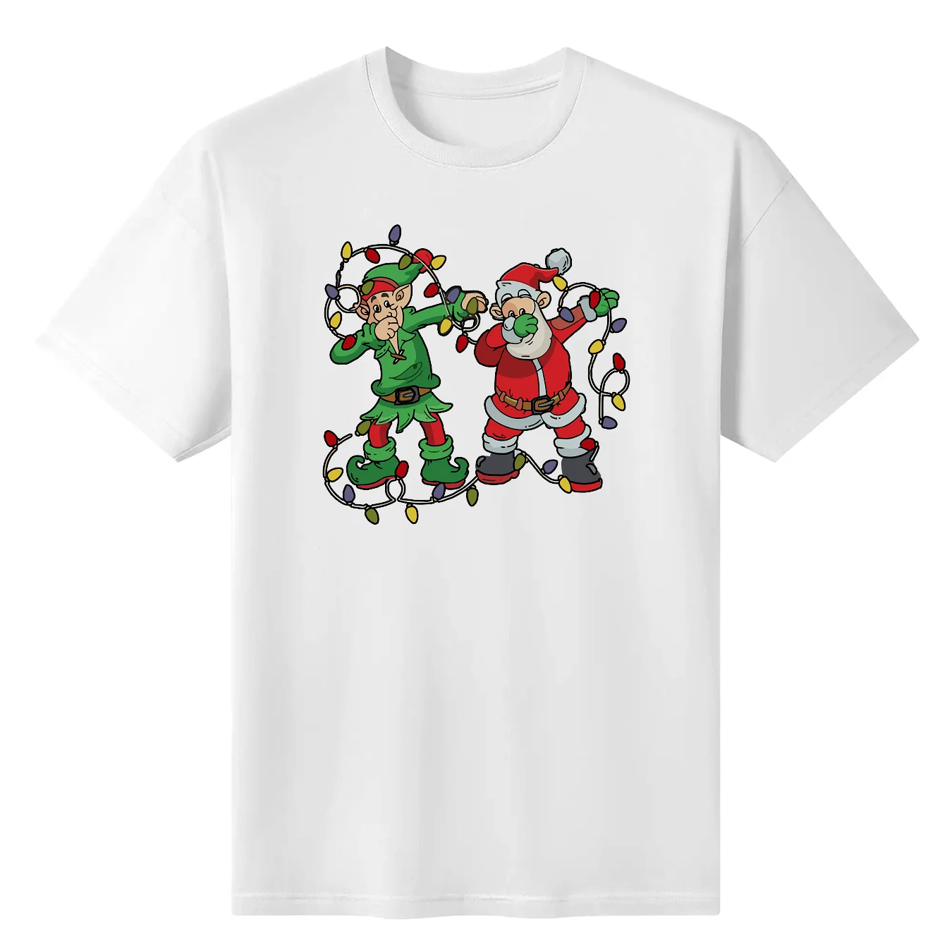 Santa Claus And Rudolph Dab Dance T-shirt Merry Christmas Xmas Men's Tee