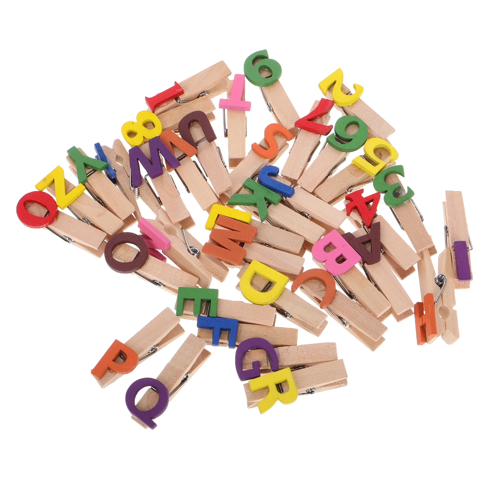 35 Pcs Alphanumeric Clip Clips Close Pins Wooden Number Color Numbered Clothes for Classroom Baby Shower