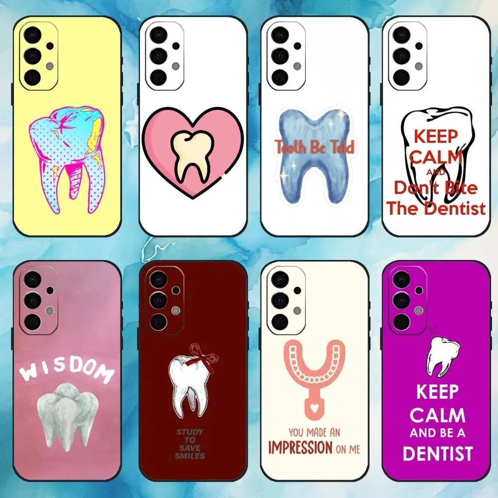 حافظة هاتف مضحكة لطبيب الأسنان لهاتف سامسونج جالاكسي A73، A72، A71، A70، A53، A52، A51، غطاء أسود ناعم آخر