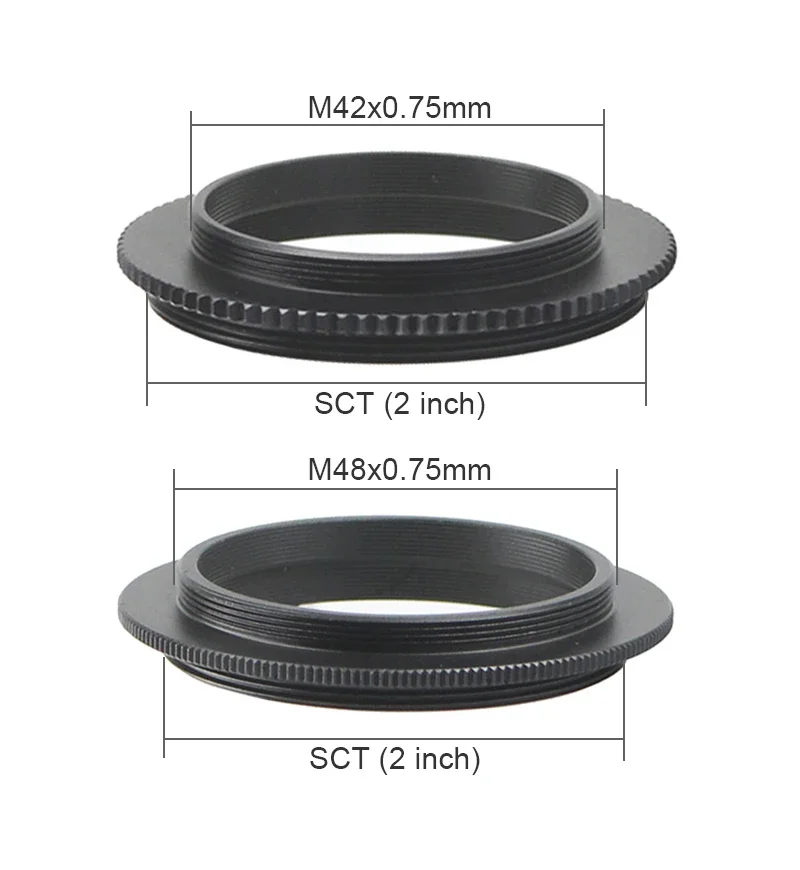 Todo o anel do adaptador da montagem do metal, SCT T2, linha exterior, passo 0,75mm, acessórios telescópicos da fotografia, M42, M48, M54