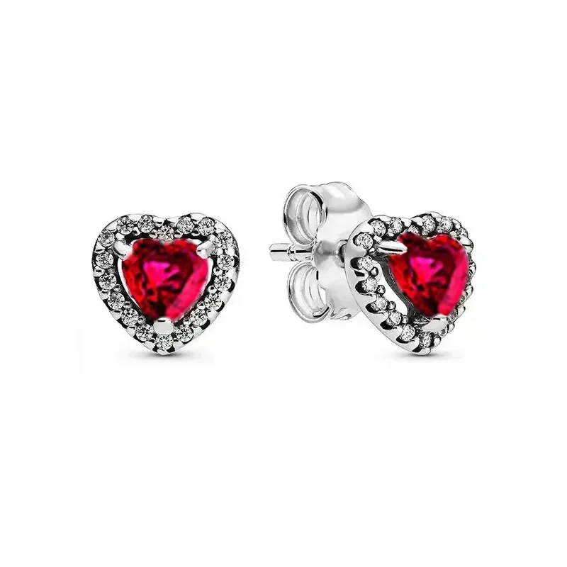 New 925 Sterling Silver Various Colors Classic Shiny Heart-shaped Earrings Light Luxury Exquisite Charm Jewelry Holiday Gifts