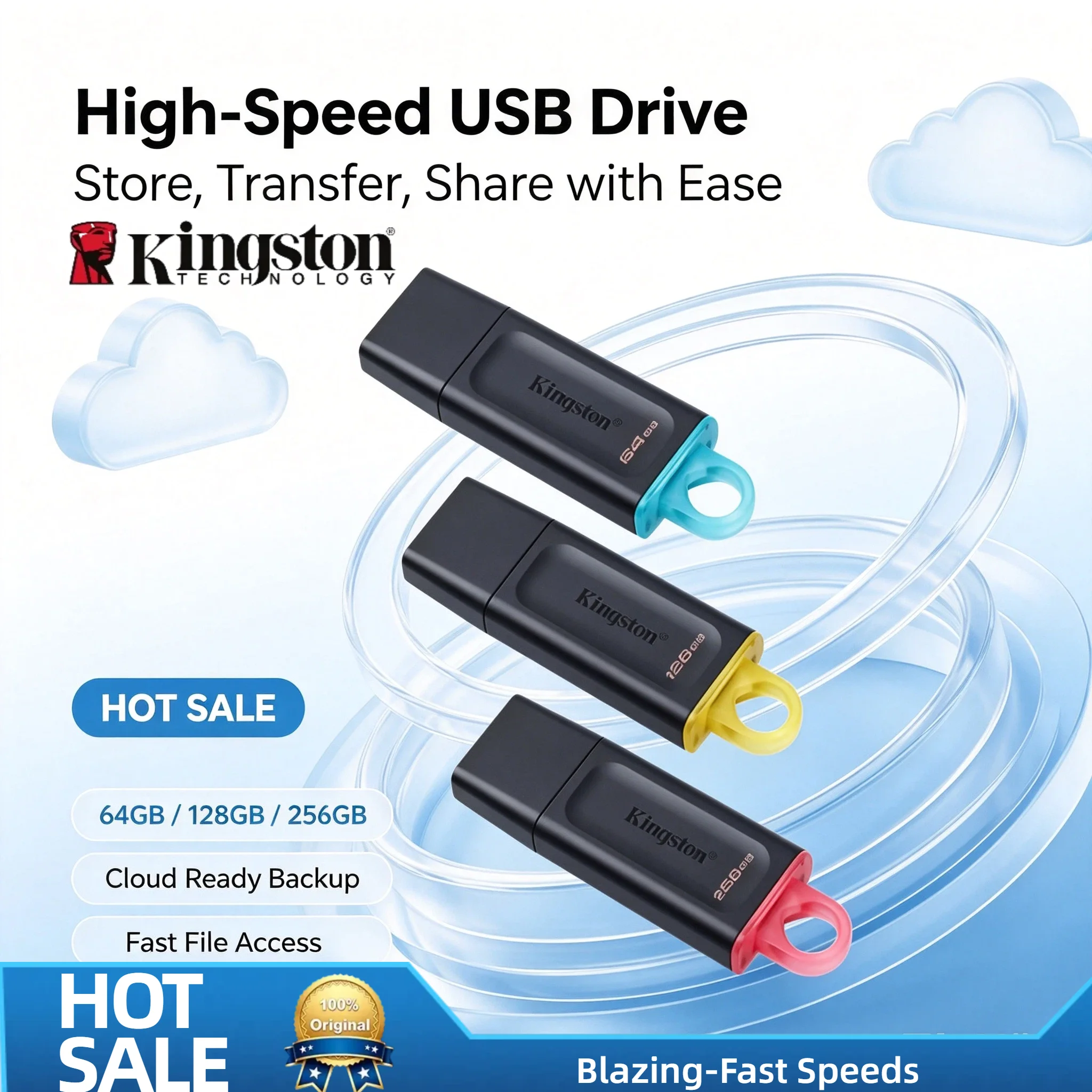 Kingston USB 3.2 Gen 1 DTX 32GB 64GB 128GB 256GB Mini Key Flash Drive Memory Stick for PC Laptop Computer