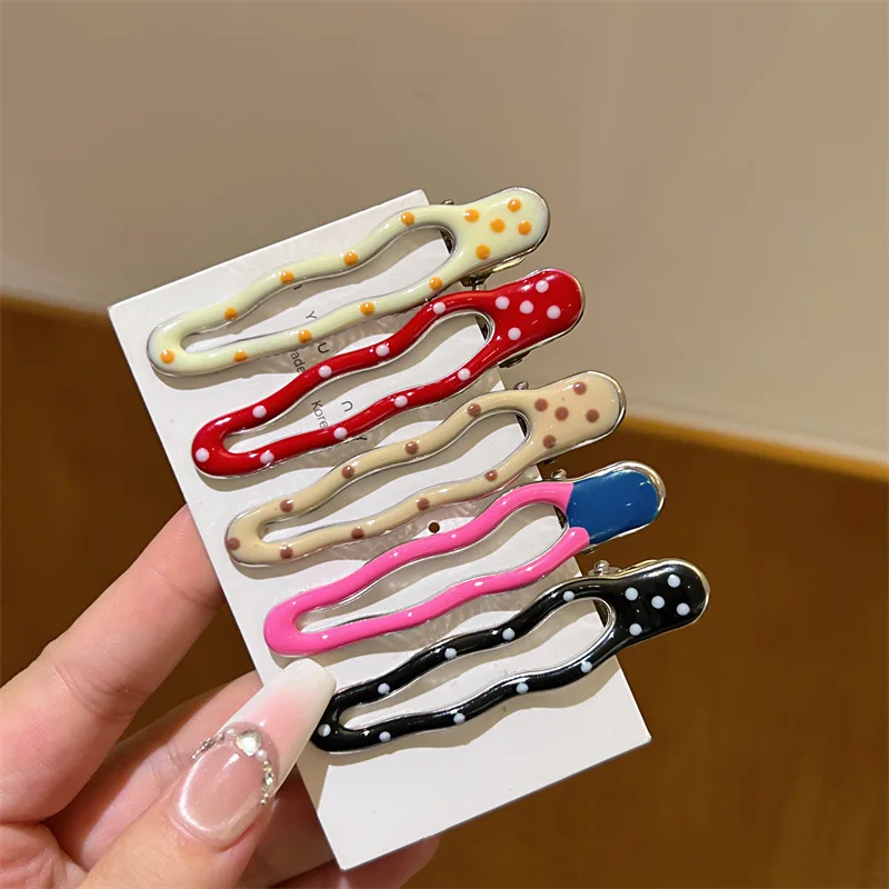 

5pc Hot Cute Alloy Dot Hairpin Hair Side Clips Grips for Girls Women Holiday Korean Hair Accessories Headband