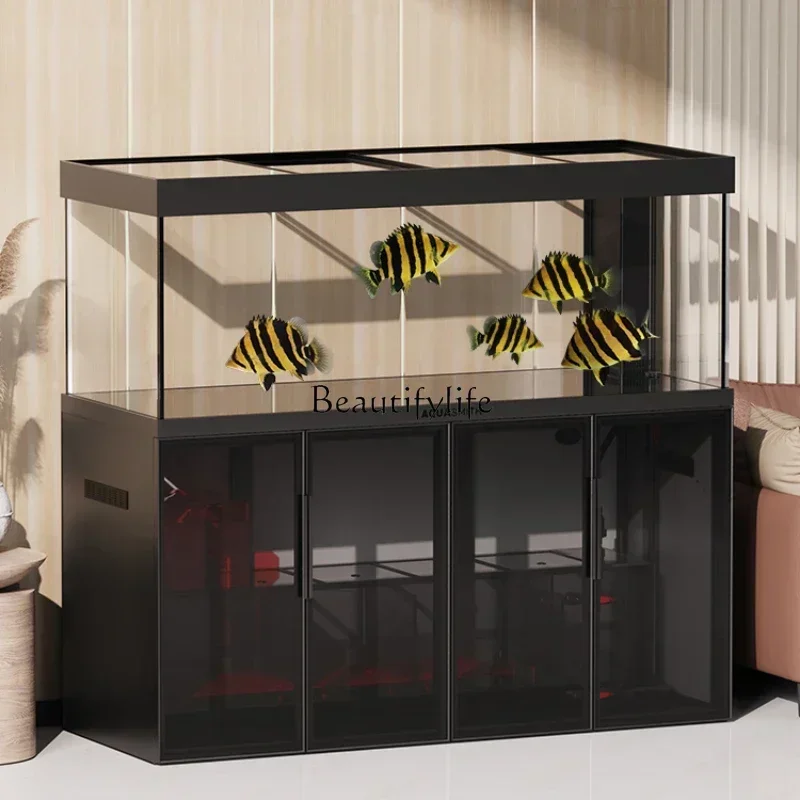 

LD33Dragon Fish Tank Super White Glass Large Floor Bottom Filter Living Room Ornamental Fish Ecological Intelligence Aquarium