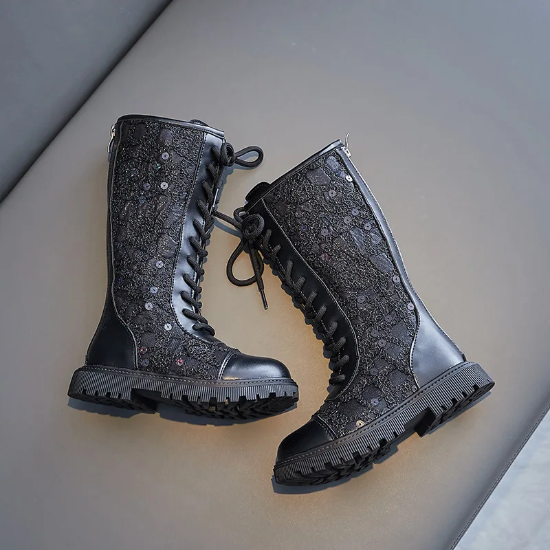 Paillettes neonate stivali autunno inverno bambini stivali al ginocchio piattaforma stivali da neve scarpe per ragazza bambini
