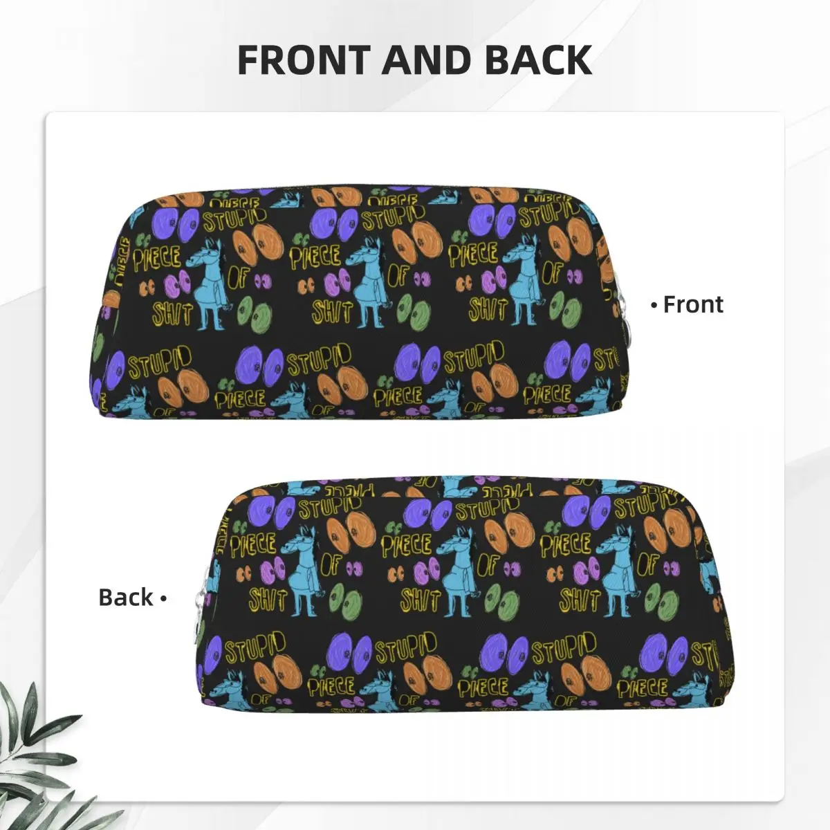 Cartoon Bojack Horseman Stupid Piece Of Shit Pencil Cases for Student Gifts Pen Box Pencil Bag Pencil Pouch Storage Stationery