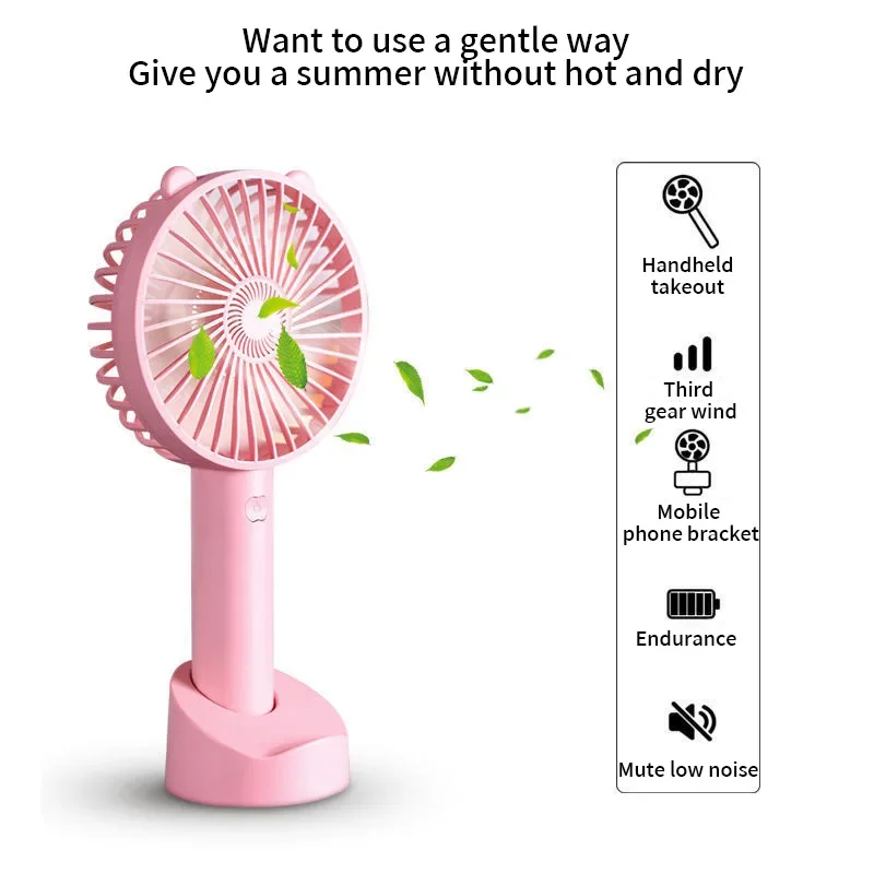 2025 New Portable Mini Fan USB Rechargeble Mute Cute Handheld Fan Student Dormitory Mini Fan Summer Supplies