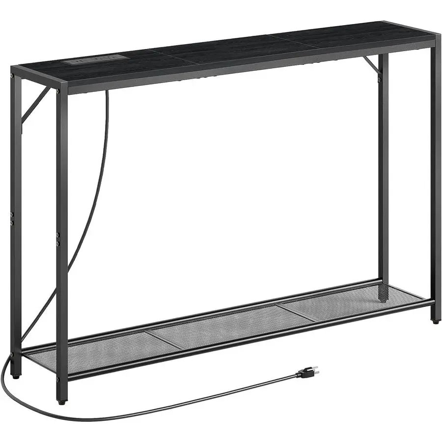 

Столик с розеткой, консольный столик 43,7 дюйма с USB-портами, приставной столик к дивану, столик для прихожей, гостиной, фойе