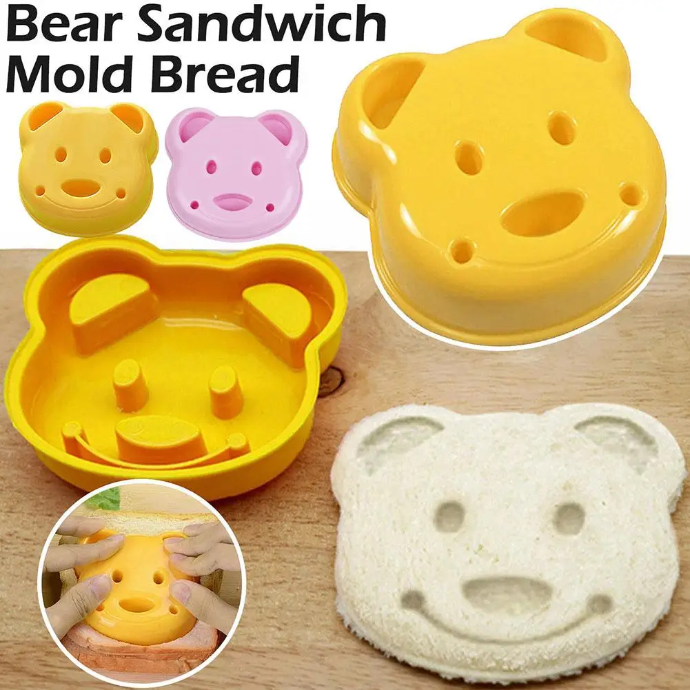 DIY Sandwich Mold Cute Cartoon Bear Bread Model Cutter Sealer For Kids Bento Rice Ball Lunch Baking Mold 2 Color X5I4