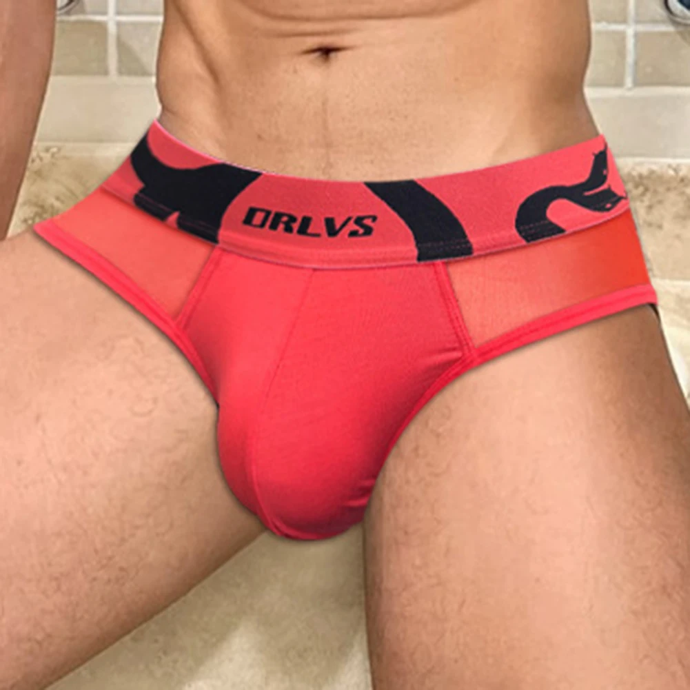 Breathable Men's Underwear with Pouch Mesh Material Thin Briefs Low Waist Underpants Comfortable Fit Classic Solid Style