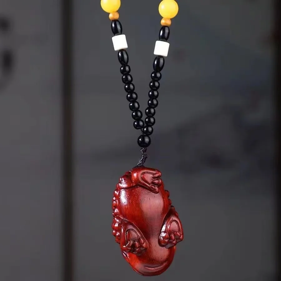 Pterocarpus Santalinus Handmade Wood Carving Auspicious Men's Hand-Held Plaything Zen Ornament Crafts Hand Pieces